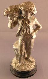 Turn Of The 19th Century Figurine French Silver Paint Over The T