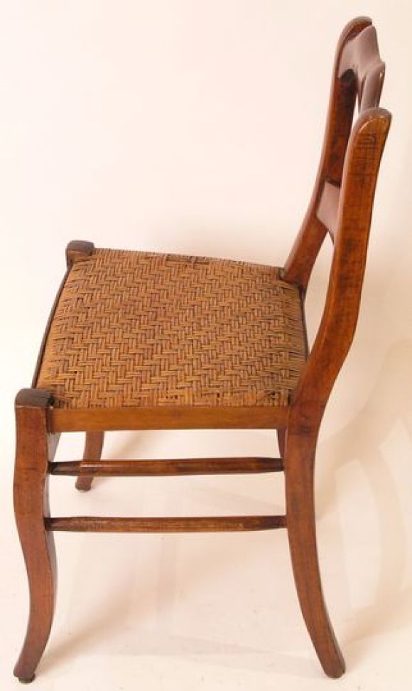 19th century French fruitwood weave seat chair. (Four available). Measures: 31