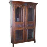 Antique Late 18th C. French Oak Normandy Armoire With Wedding Bouquet