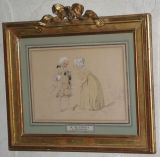 19th Century French  Painting With Gold Doré Frame