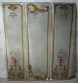 Set Of Three Turn Of The 19th C. Glass Panels