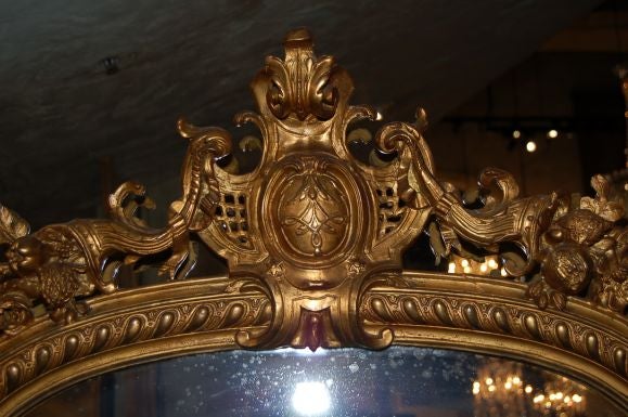 Louis Xv Gold Gilt  Mirror With Cornucopias
