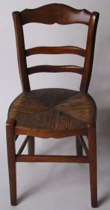 Chair 19th C. French Cherry Rush Seat Side Chair