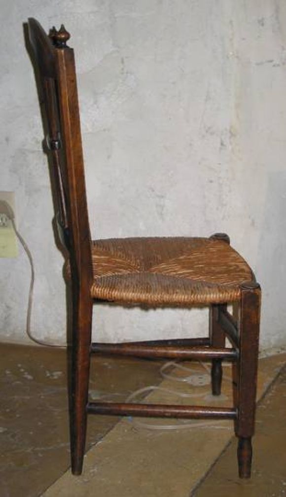 19th century French lyre back rush seat child's chair 32