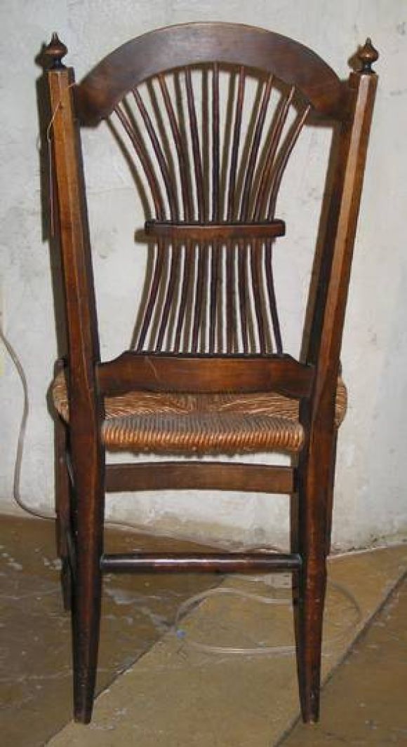 Louis XVI 19th Century Lyre Back Rush Seat Childs Chair