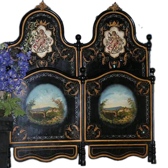 Mid 19th Century French Tole Bed With Remarkable Painting at 1stDibs