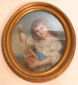 Oval 19th C. Gold Doré Framed Water Color