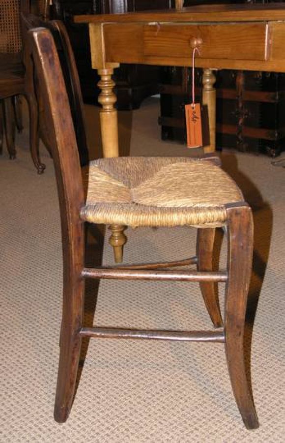 19th century French rush seat chair. Measures: 15