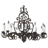 REPRODUCTION  FRENCH IRON CHANDELIER WAX CANDLESLEEVES& REWIRED