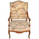 19th C. French Beechwood Regence Style Fauteuil