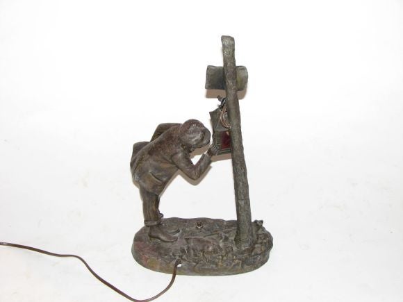 19th C. French Spelter Figurine Lamp (Signed Gavroche)