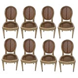 Set of eight 19th C. Louis XVI Style Caned Chairs with Orig