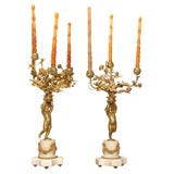 Antique Pair of 19th C. French cherub candelabras