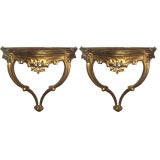 Pair Italian Gold Dore Carved Wood Shelfs Early 1900's