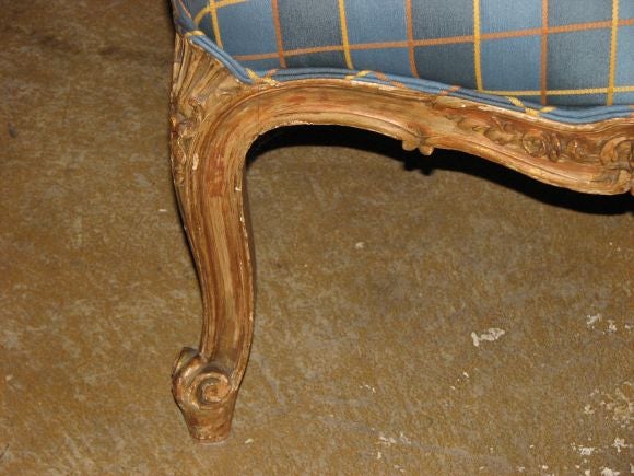 Rococo 19th Century French Armchair Carved Wood with Great Patina