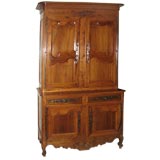 18th century French fruitwood buffet deux corps