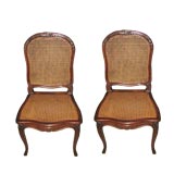 Pair 19th C. French  Walnut Caned Side Chairs