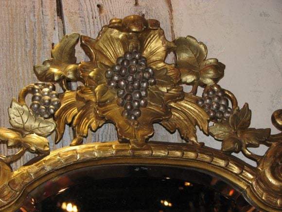 Exquisite 19th Century French Gold and Silver Gilt Carved Wood Mirror
