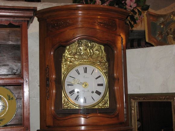 Rococo Rare Corner French Fruitwood Grandfathers Clock, Early 1900s