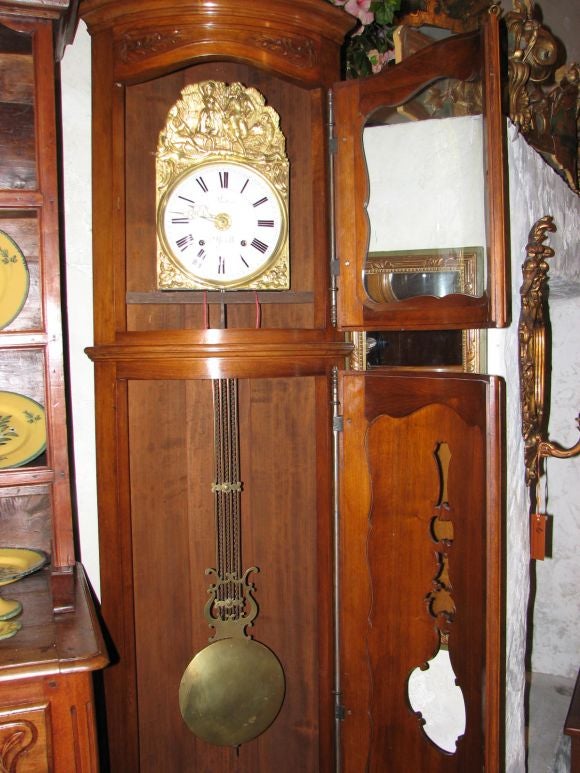 Rare Corner French Fruitwood Grandfathers Clock, Early 1900s 1