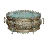 19th Century Brass Planter With Original Tole Liner