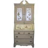 Silver Leaf Chinoiserie Cabinet/Secretary