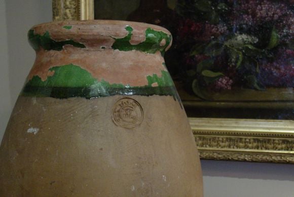 French Green Glazed Biot Jar
