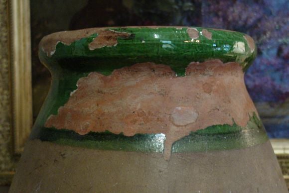 Pottery Green Glazed Biot Jar