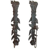 Pair of Iron Torch-form Sconces