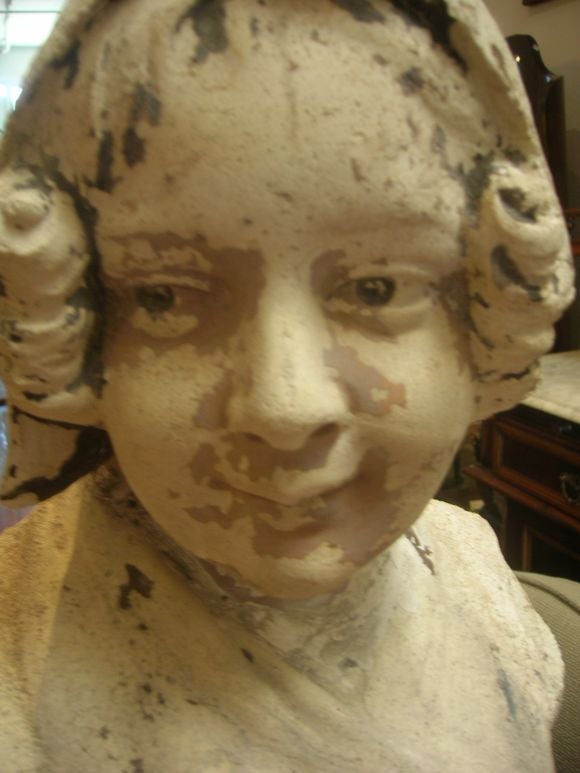 Torso-Statue of the pleasant Dutch young girl, original antique gypsum work