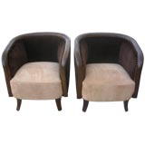 Italian Sessecion pair of suede chairs