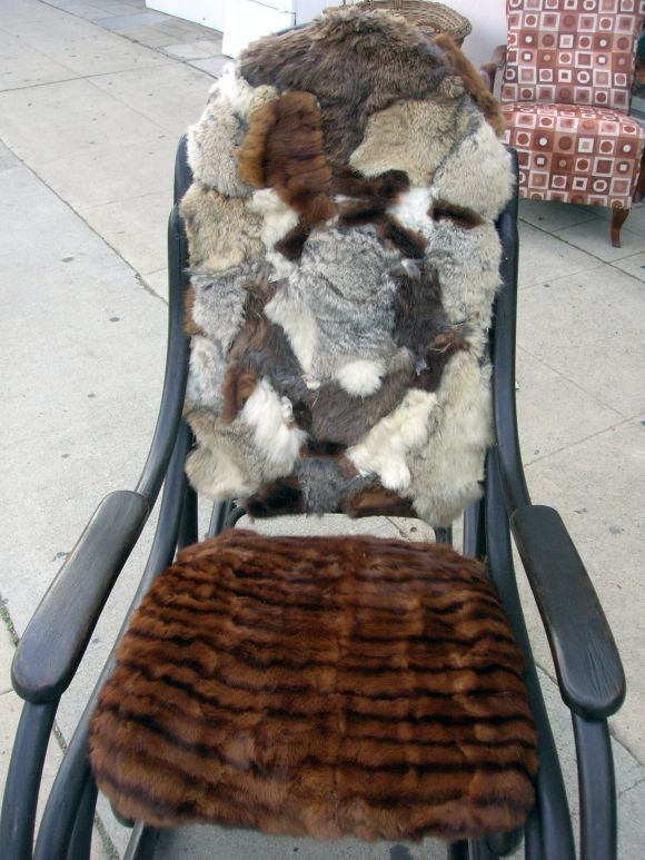 Very rare rocking chair covered in mink and rabbit fur