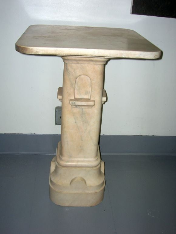 Classical Roman Italian Marble Pedestal Table, Porto Guaro Rosso For Sale
