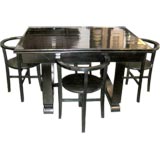 Austrian Secession Black Ebonized Table 
Four Chairs