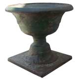 Antique iron garden urn