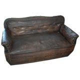 Antique 1890 French leather  sofa