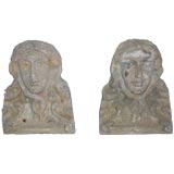 Antique pair of  cast  concrete bust