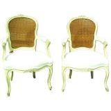 Pair of 18th Century Arm Chairs with Cane Backs