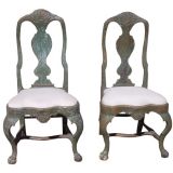 Pair of 18th Century Swedish Side Chairs. Circa 1750