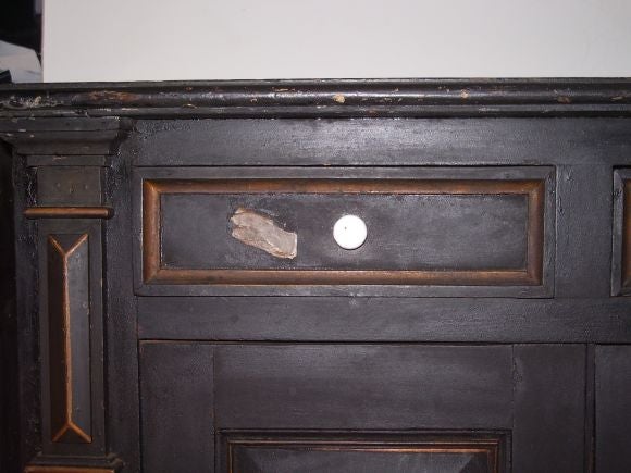 Black painted cabinets from an Apothecary Antwerp Belgium