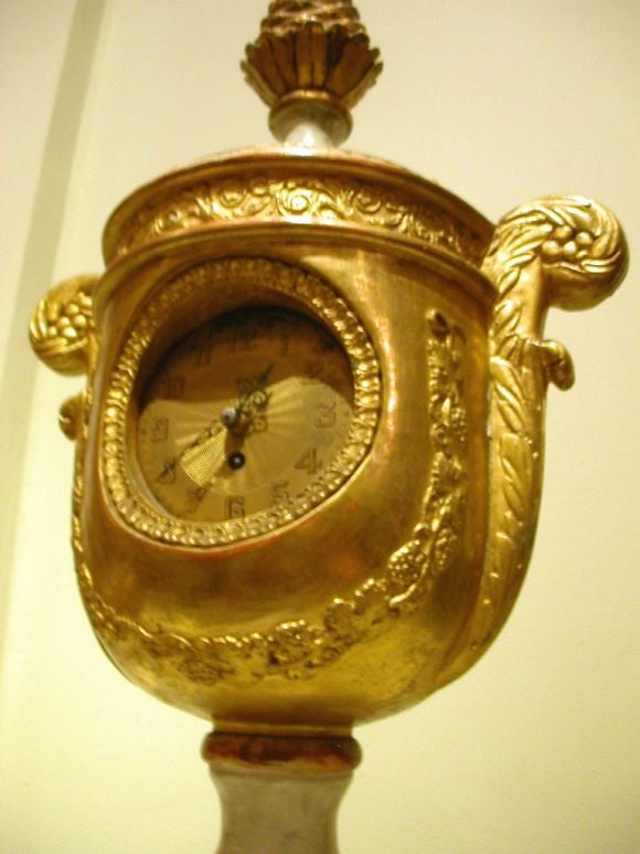 Neoclassic Painted and gilt clock in Urn form