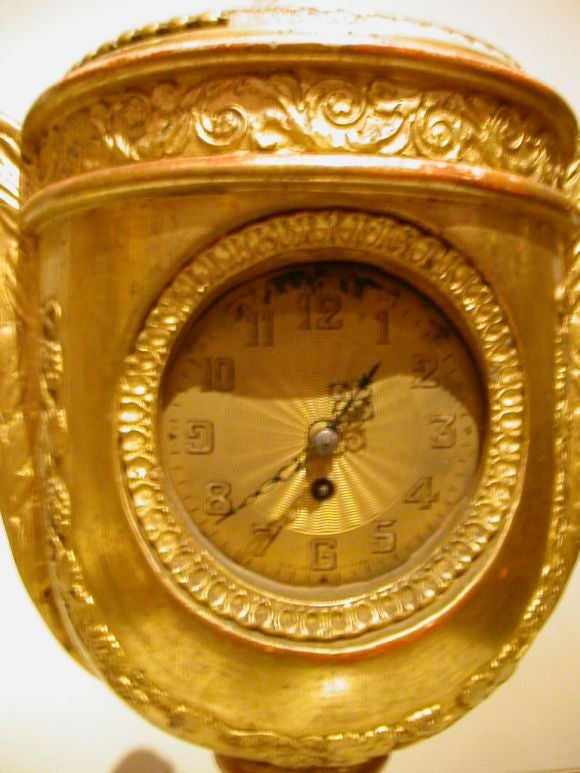 Italian Continental Neoclassic Painted Parcel-gilt Urn Clock For Sale