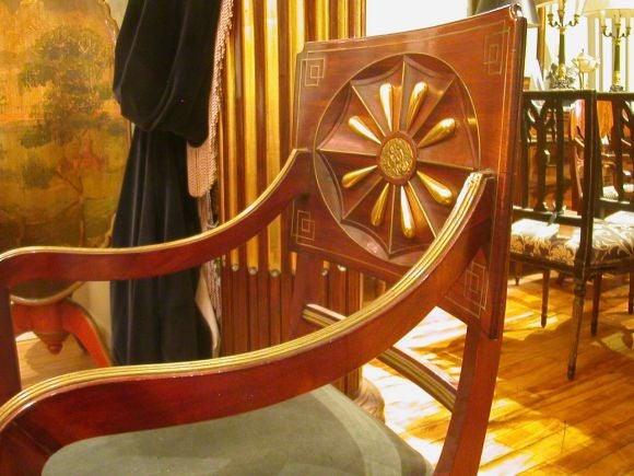 19th Century Russian Neoclassic Mahogany Armchair For Sale
