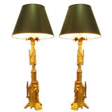 Pair Of Neogothic Ormolu Candle Prick Lamps