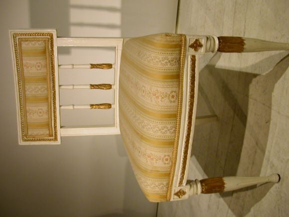 Set of six Sweidish Neoclassic painted and gilt chairs