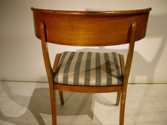 Pair of Swedish mahogany Klismo chairs with curve back