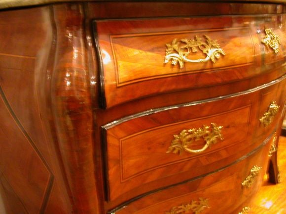 Swedish Commode in bombe form with Inlaid and Marquetry