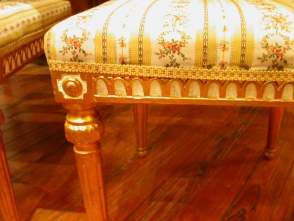 Pair of painted and gilt Neoclassic stools