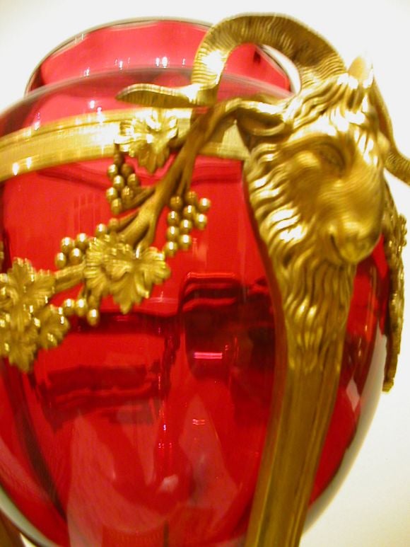 Neoclassic Ormolu Centerpiece With Ruby Glass