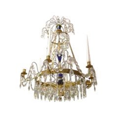 Baltic 18th Century 6 Lights Chandelier With Colbalt